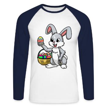 Osterhase Hase Osterei Fantasy Eier Kaninchen Ei - Unisex Baseballshirt langarm - Weiß/Navy - Vorne - Nik (191cm)