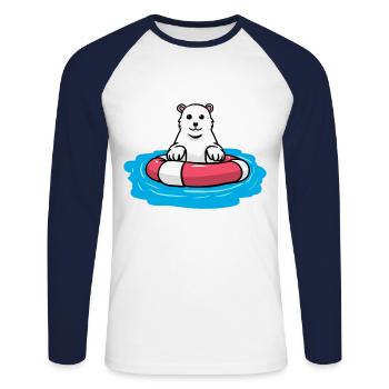 Eisbär Klimawandel Nordpol Fantasy Umwelt Natur - Unisex Baseballshirt langarm - Weiß/Navy - Vorne - Nik (191cm)