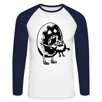 Donut Dark Grufti Gothique Horreur horreur Amusement - T-shirt baseball manches longues Homme - blanc/marine - Devant - Nik (191cm)