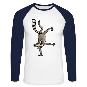 Lemur Affen Lustiger Tierliebe Liebhaber Geschenk - Unisex Baseballshirt langarm - Weiß/Navy - Vorne - Nik (191cm)