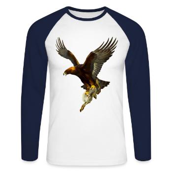 Eagle - Unisex Long Sleeve Baseball T-Shirt - white/navy - Front - Nik (191cm)