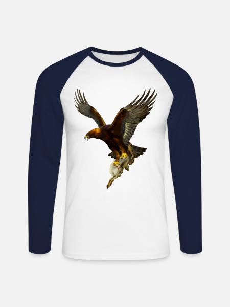 Eagle - Unisex Long Sleeve Baseball T-Shirt - white/navy