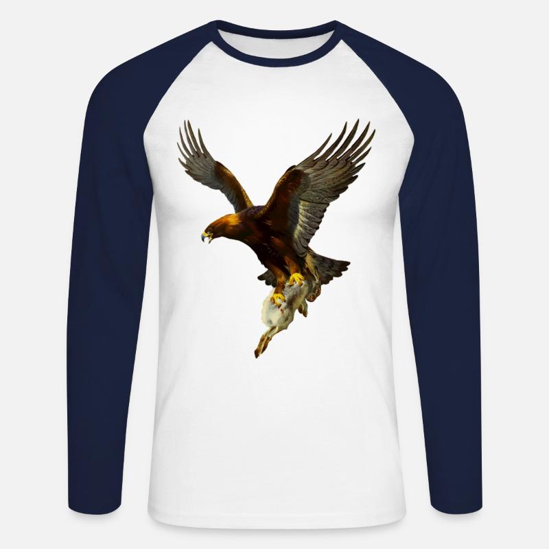 Eagle - Unisex Long Sleeve Baseball T-Shirt - white/navy