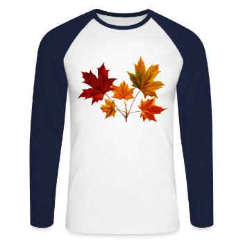Maple Maple Leaf Maple Leaves - Unisex Long Sleeve Baseball T-Shirt - white/navy - Front - Nik (191cm)