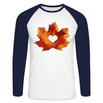 Maple maple leaf heart - Unisex Long Sleeve Baseball T-Shirt - white/navy - Front - Nik (191cm)