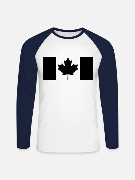 Maple Maple Leaf Canada Flag - Unisex Long Sleeve Baseball T-Shirt - white/navy