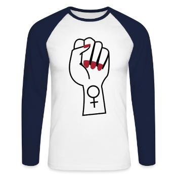 chemise de cadeaux égalité des droits des droits des femmes - T-shirt baseball manches longues Homme - blanc/marine - Devant - Nik (191cm)