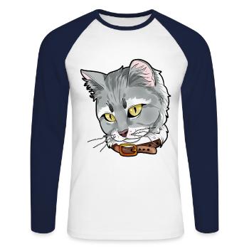 Siberian cat Sibérien Chat Visage De Chat Amour - T-shirt baseball manches longues Homme - blanc/marine - Devant - Nik (191cm)