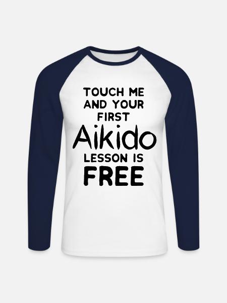Aikido - Unisex Baseballshirt langarm - Weiß/Navy