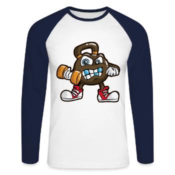 kettlebell dumbbell training muscle gym - Unisex Long Sleeve Baseball T-Shirt - white/navy - Front - Nik (191cm)