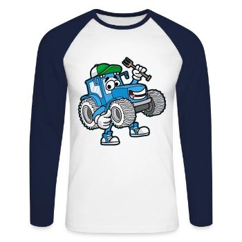 TRACTOR GUY Tractor Tractor Farmer Farmer Son - Unisex Long Sleeve Baseball T-Shirt - white/navy - Front - Nik (191cm)