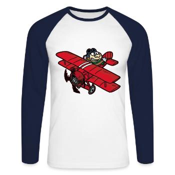 Roter Baron Pilot Flugzeug Doppeldecker Flieger - Unisex Baseballshirt langarm - Weiß/Navy - Vorne - Nik (191cm)
