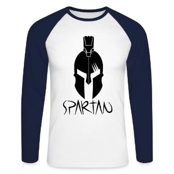 Spartaner - Unisex Baseballshirt langarm - Weiß/Navy - Vorne - Nik (191cm)