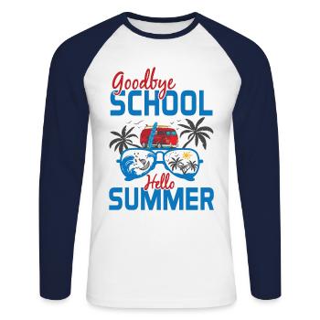 Vacances d'été - super cadeau - T-shirt baseball manches longues Homme - blanc/marine - Devant - Nik (191cm)
