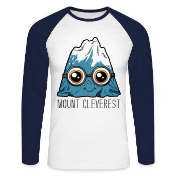 Mount Cleverest Everest Clever Smart Intelligent - Unisex Long Sleeve Baseball T-Shirt - white/navy - Front - Nik (191cm)