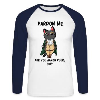 Aaron Purr Alexander Hamilton Parody - T-shirt baseball manches longues Homme - blanc/marine - Devant - Nik (191cm)