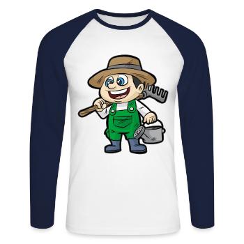 Gärtner Flortist Garten Gießkanne Rechen Geschenk - Unisex Baseballshirt langarm - Weiß/Navy - Vorne - Nik (191cm)