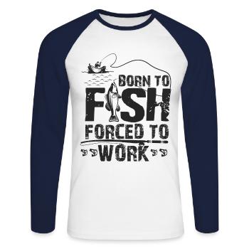 Born to Fish - Angel Gift - Unisex Long Sleeve Baseball T-Shirt - white/navy - Front - Nik (191cm)