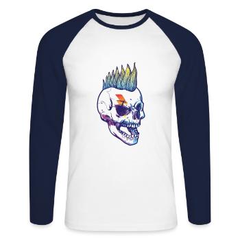 Punker - Unisex Baseballshirt langarm - Weiß/Navy - Vorne - Nik (191cm)