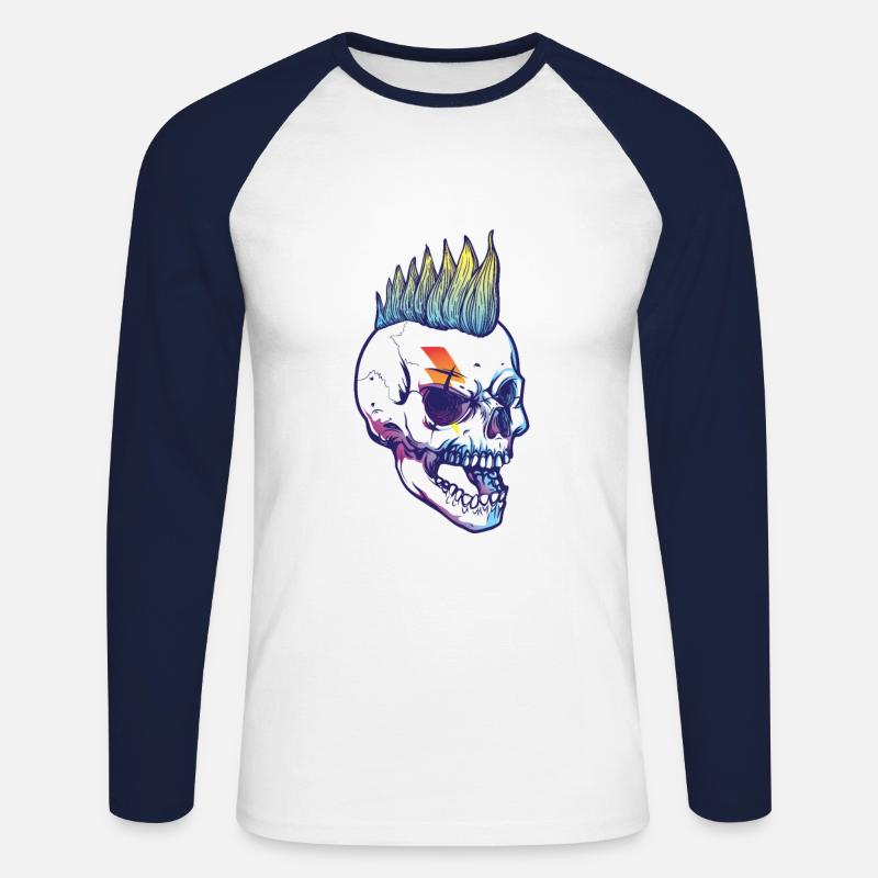 Punker - Unisex Baseballshirt langarm - Weiß/Navy