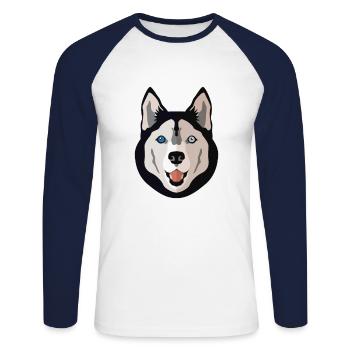 Husky - T-shirt baseball manches longues Homme - blanc/marine - Devant - Nik (191cm)