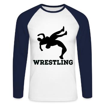 wrestling - Unisex Baseballshirt langarm - Weiß/Navy - Vorne - Nik (191cm)