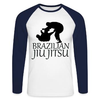 brazilian jiu jitsu - Unisex Long Sleeve Baseball T-Shirt - white/navy - Front - Nik (191cm)
