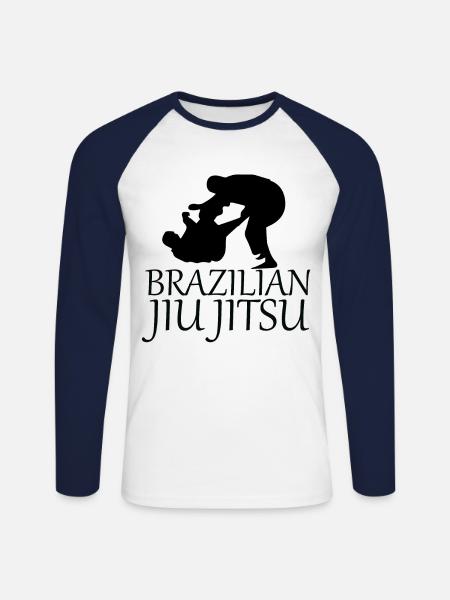 brasiliansk jiu jitsu - Långärmad basebolltröja herr - vit/marinblå