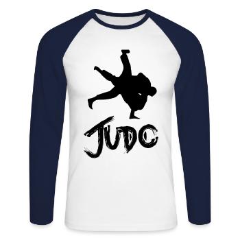 judo - Unisex Long Sleeve Baseball T-Shirt - white/navy - Front - Nik (191cm)