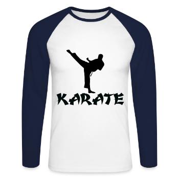 karate - Unisex Baseballshirt langarm - Weiß/Navy - Vorne - Nik (191cm)
