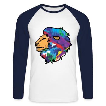Lion's head colorful animals drawing - Unisex Long Sleeve Baseball T-Shirt - white/navy - Front - Nik (191cm)