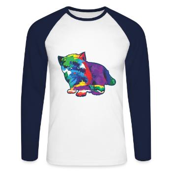 Baby cat in bright colors Fantasy - Unisex Long Sleeve Baseball T-Shirt - white/navy - Front - Nik (191cm)