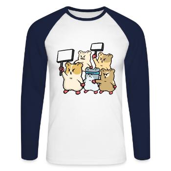 Großer Hamster Protest Demo Fantasy Tiere - Unisex Baseballshirt langarm - Weiß/Navy - Vorne - Nik (191cm)