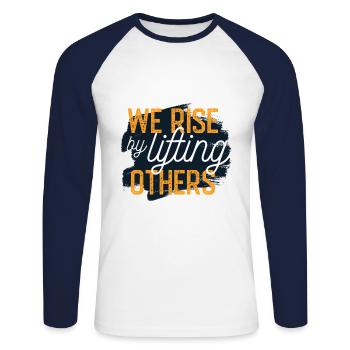 Motivations Zitat Design - Unisex Baseballshirt langarm - Weiß/Navy - Vorne - Nik (191cm)