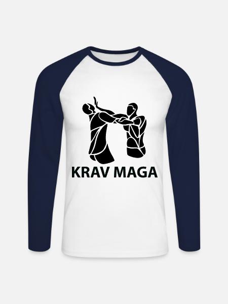 krav maga - T-shirt baseball manches longues Homme - blanc/marine