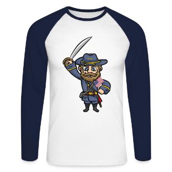 Soldat américain États du Nord États du Sud Bande dessinée - T-shirt baseball manches longues Homme - blanc/marine - Devant - Nik (191cm)