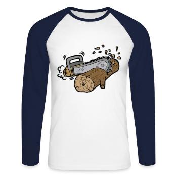 Scie à chaîne forêt bois scie forestier forestier forestier - T-shirt baseball manches longues Homme - blanc/marine - Devant - Nik (191cm)