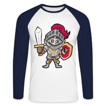 Armure de chevalier Armure Soldat Soldat Épée - T-shirt baseball manches longues Homme - blanc/marine - Devant - Nik (191cm)
