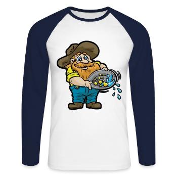 YUKON GOLDMINER Gold Nugget Schürfen Geschenk - Unisex Baseballshirt langarm - Weiß/Navy - Vorne - Nik (191cm)