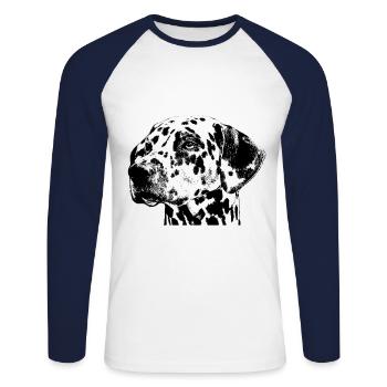 Dalmatian head dog - Unisex Long Sleeve Baseball T-Shirt - white/navy - Front - Nik (191cm)