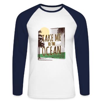 Lass uns zum Strand gehen - Urlaub im Paradise - Unisex Baseballshirt langarm - Weiß/Navy - Vorne - Nik (191cm)