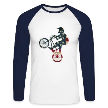 BMX BMXer - T-shirt baseball manches longues Homme - blanc/marine - Devant - Nik (191cm)