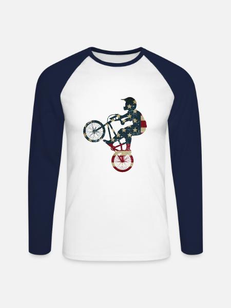 BMX BMXer - Unisex Long Sleeve Baseball T-Shirt - white/navy