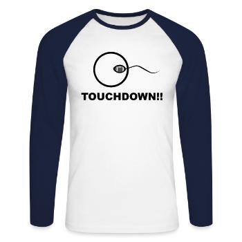 Toucher du football américain - T-shirt baseball manches longues Homme - blanc/marine - Devant - Nik (191cm)