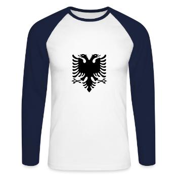 Drapeau albanais aigle aigle crête Tirana - T-shirt baseball manches longues Homme - blanc/marine - Devant - Nik (191cm)