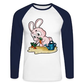 Gardener Rabbit Carrot Carrot Gardener Cartoon - Unisex Long Sleeve Baseball T-Shirt - white/navy - Front - Nik (191cm)