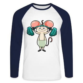 Mouse the weights Lifts weight training bench press child - Unisex Long Sleeve Baseball T-Shirt - white/navy - Front - Nik (191cm)