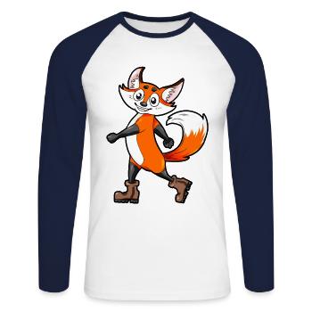Go hiking Fox Hikers Walking Gift - Unisex Long Sleeve Baseball T-Shirt - white/navy - Front - Nik (191cm)