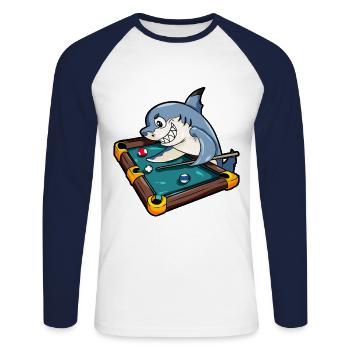Requin le billiard joue snooker Kö Pool Queue - T-shirt baseball manches longues Homme - blanc/marine - Devant - Nik (191cm)