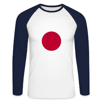 Japan flag flag red dot Japanese Tokyo Yen - Unisex Long Sleeve Baseball T-Shirt - white/navy - Front - Nik (191cm)
